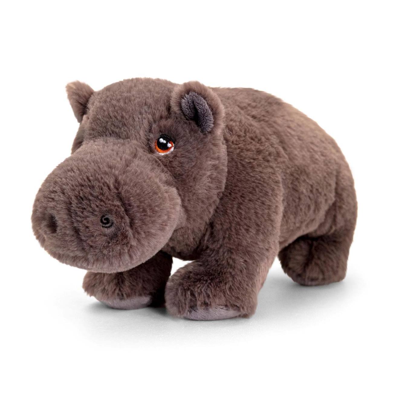 Peluche hippopotame 30cm 100% recyclée gris