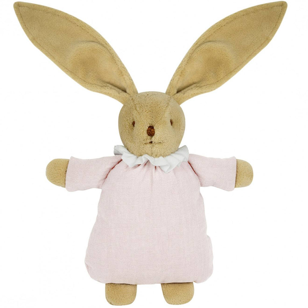 Peluche hochet lapin nid d'ange marinière (20 cm) rose poudré
