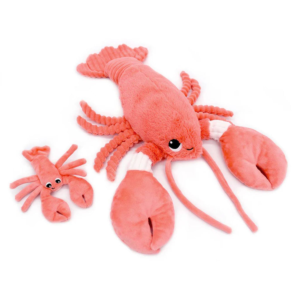 Peluche homard maman et son bébé corail rose