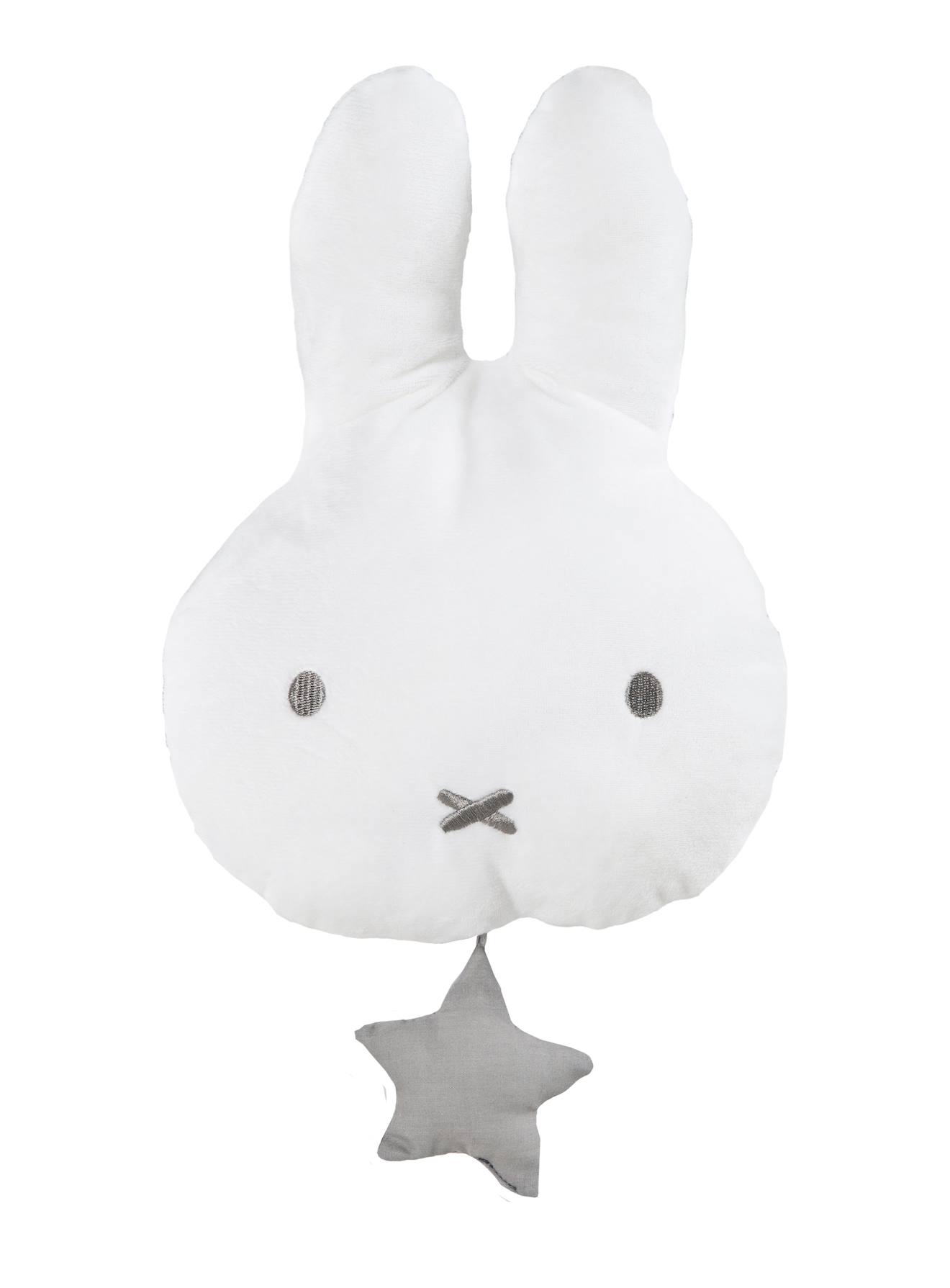 Peluche lapin avec mécanisme musical amovible miffy blanc et gris