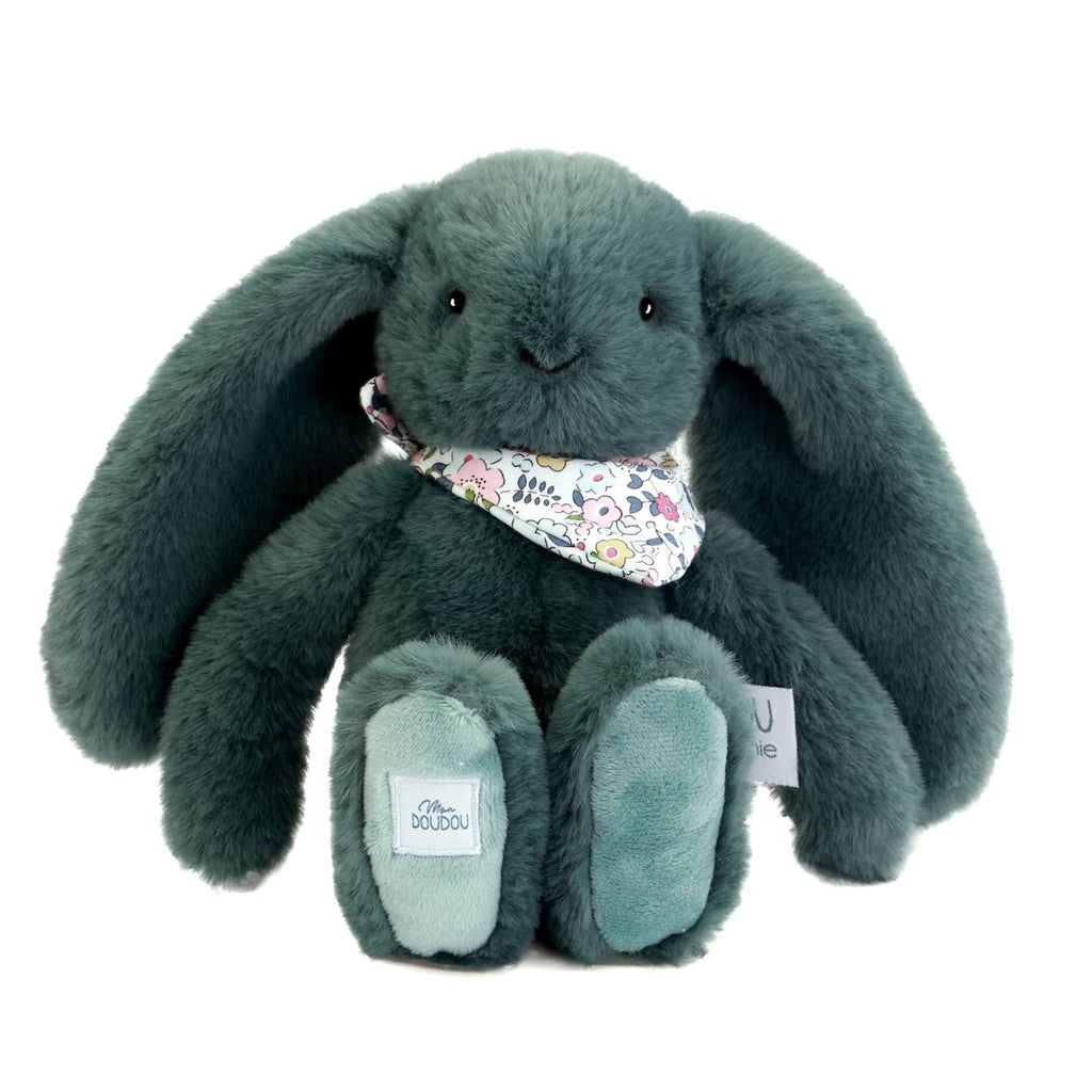 Peluche lapin fleurette 25 cm vert