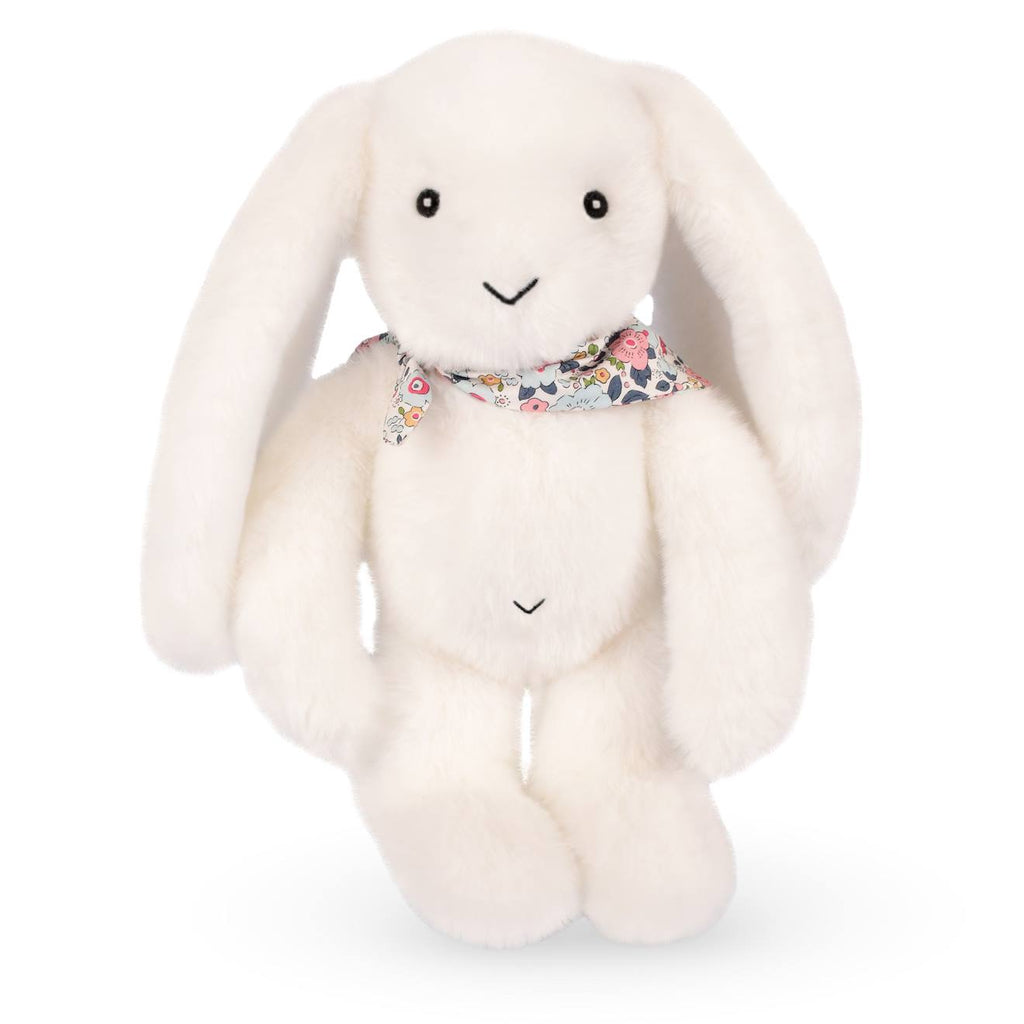 Peluche lapin fleurette 25 cm blanc