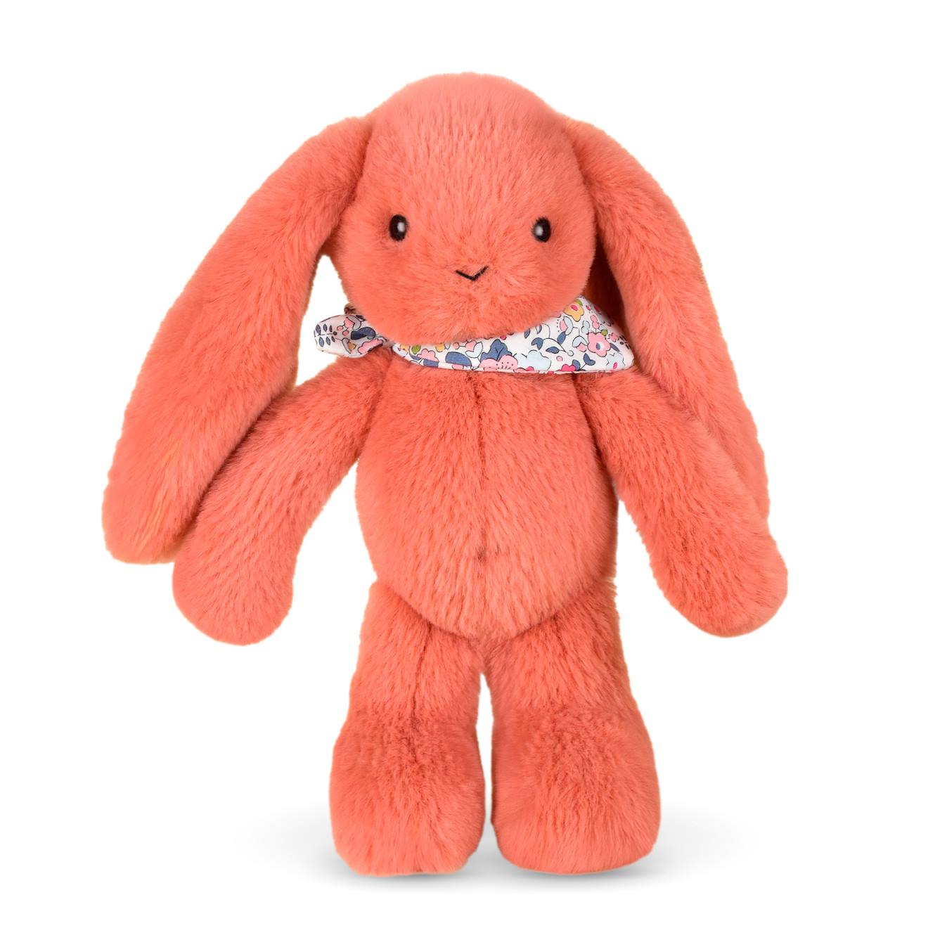 Peluche lapin fleurette 25 cm orange