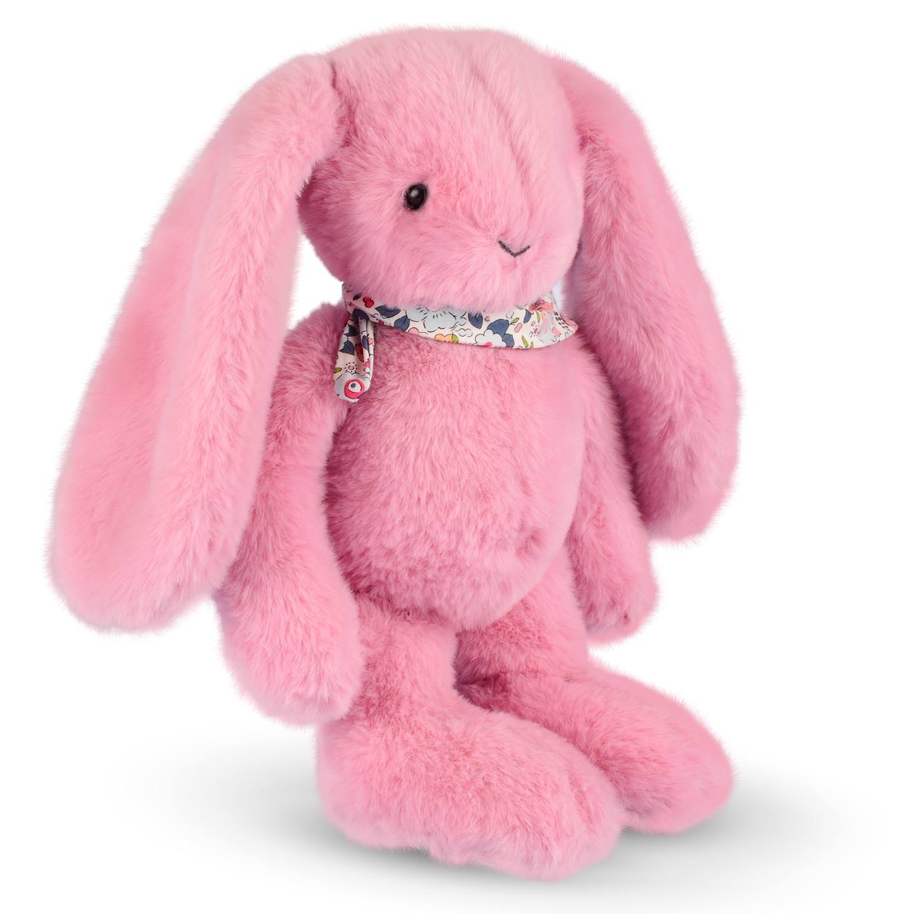 Peluche lapin fleurette 35 cm rose