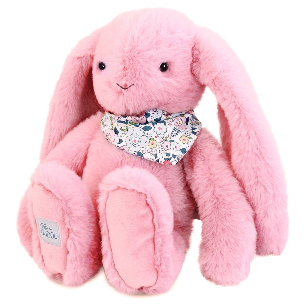 Peluche lapin fleurette 35 cm rose
