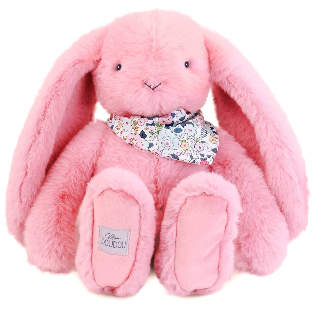 Peluche lapin fleurette 35 cm rose