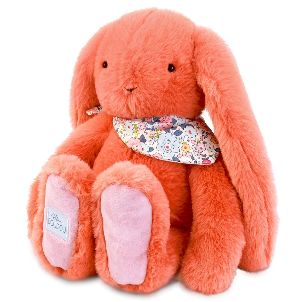 Peluche lapin fleurette 35 cm orange
