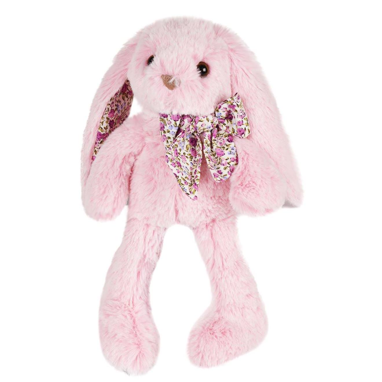 Peluche lapin rose 25 cm rose