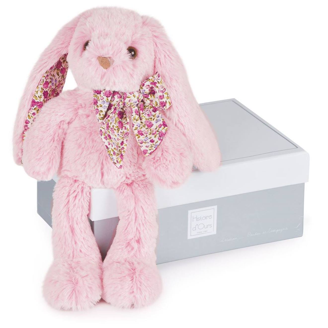 Peluche lapin rose 25 cm rose