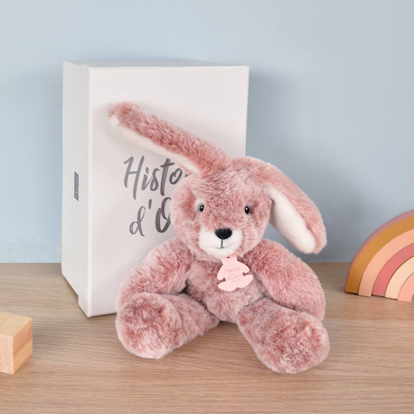 Peluche lapin rose sweety mousse 25 cm rose