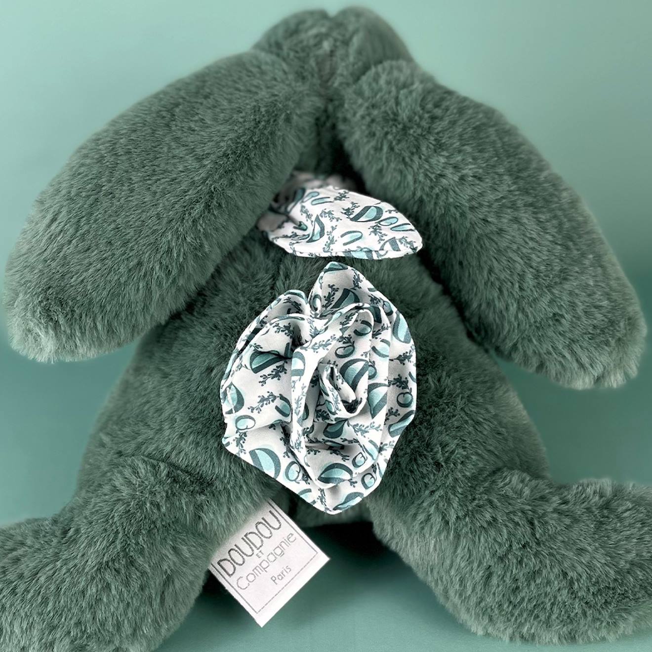 Peluche lapin vert sauge 25 cm vert