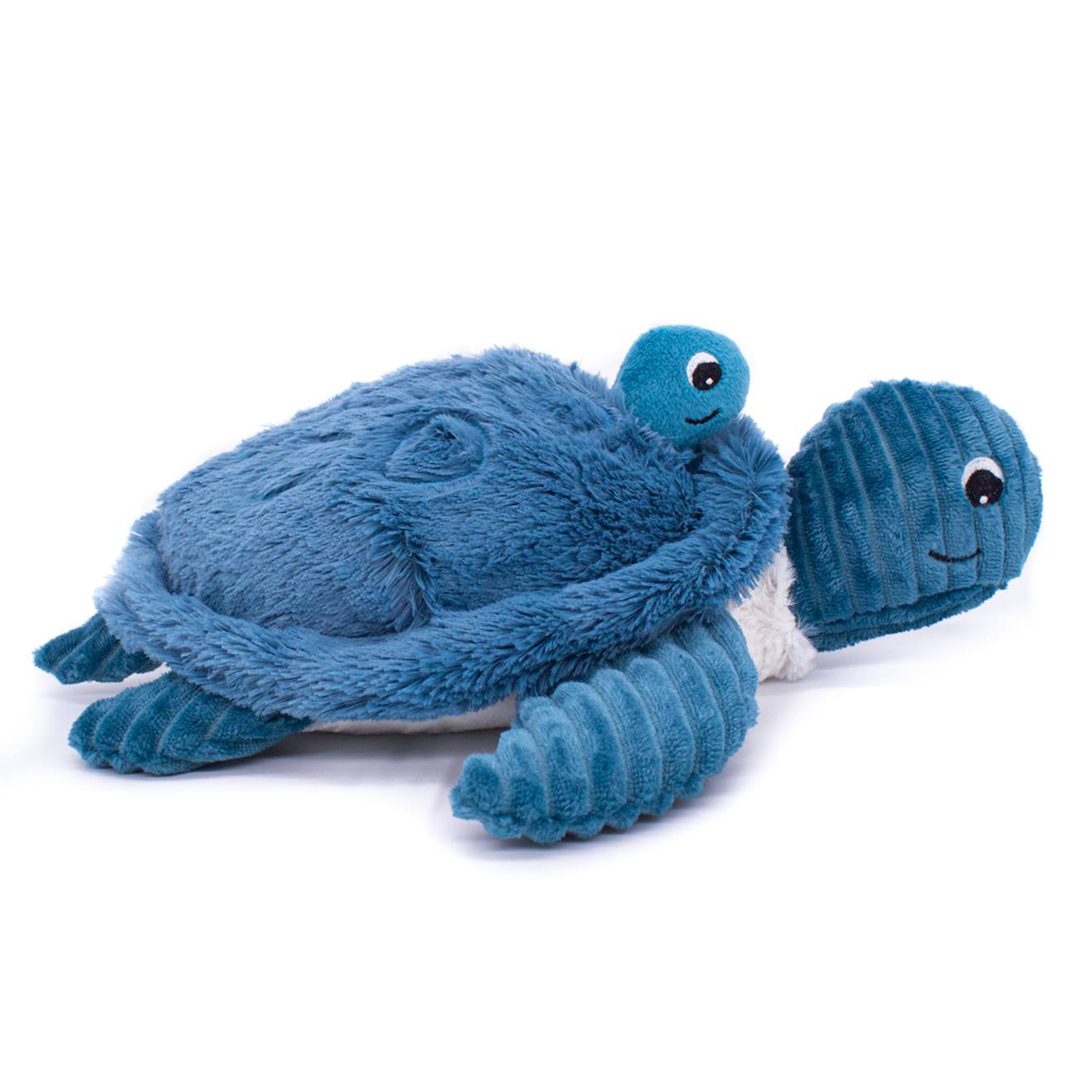 Peluche maman bébé tortue bleu