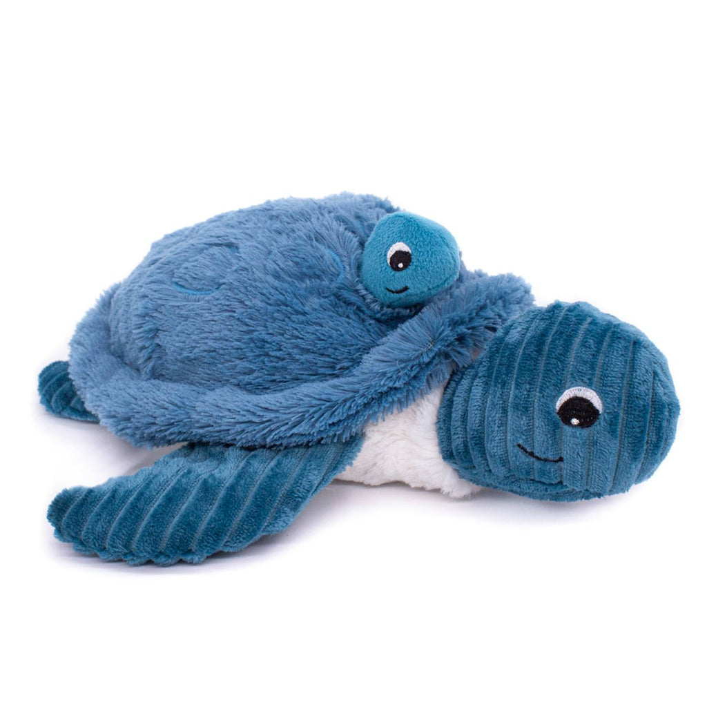 Peluche maman bébé tortue bleu