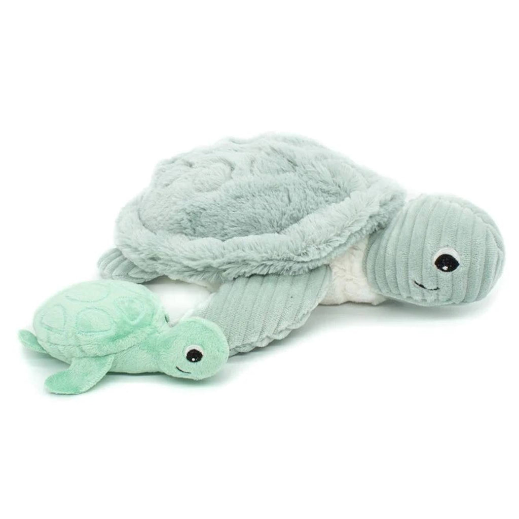 Peluche maman bébé tortue vert