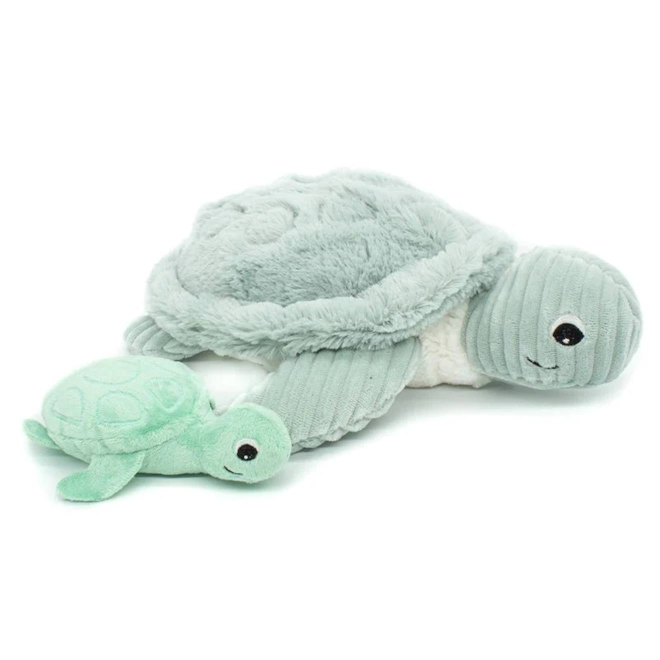 Peluche maman bébé tortue vert