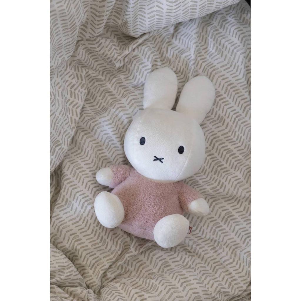 Peluche miffy - fluffy - 35 cm rose et blanc