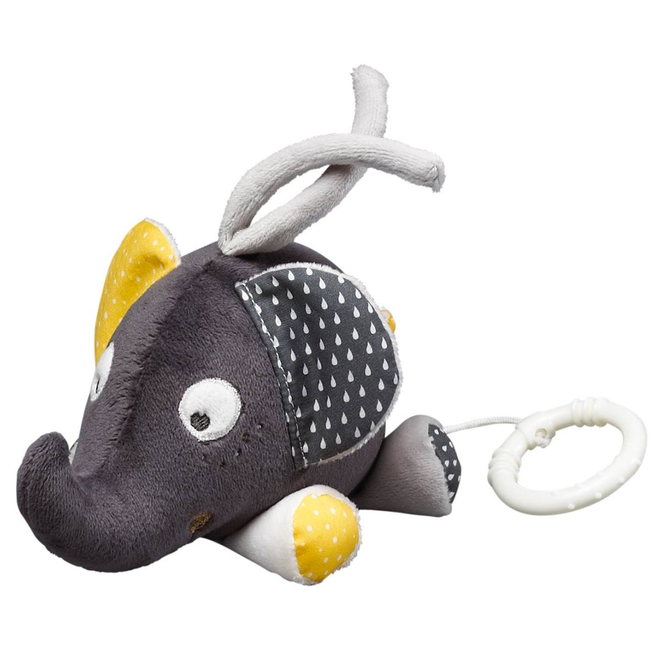 Peluche mini musical eléphant en velours - babyfan gris