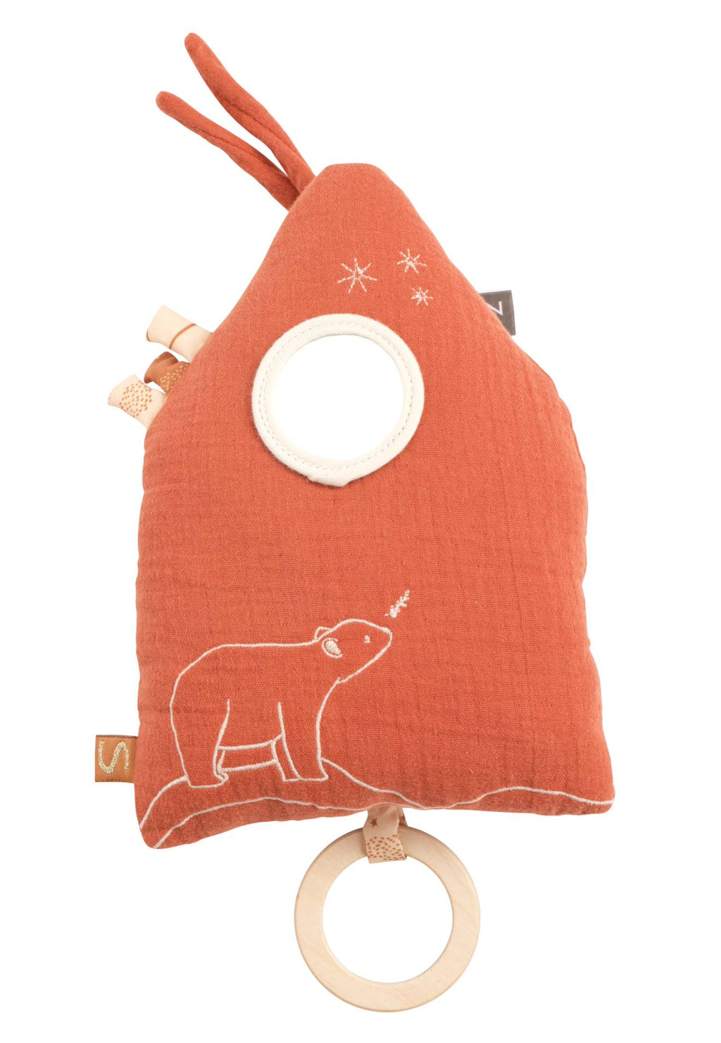 Peluche mini musical maison brodé - orsino orange