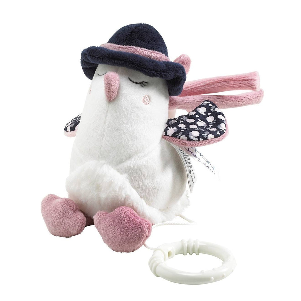 Peluche mini musical oiseau en velours - miss fleur de lune blanc
