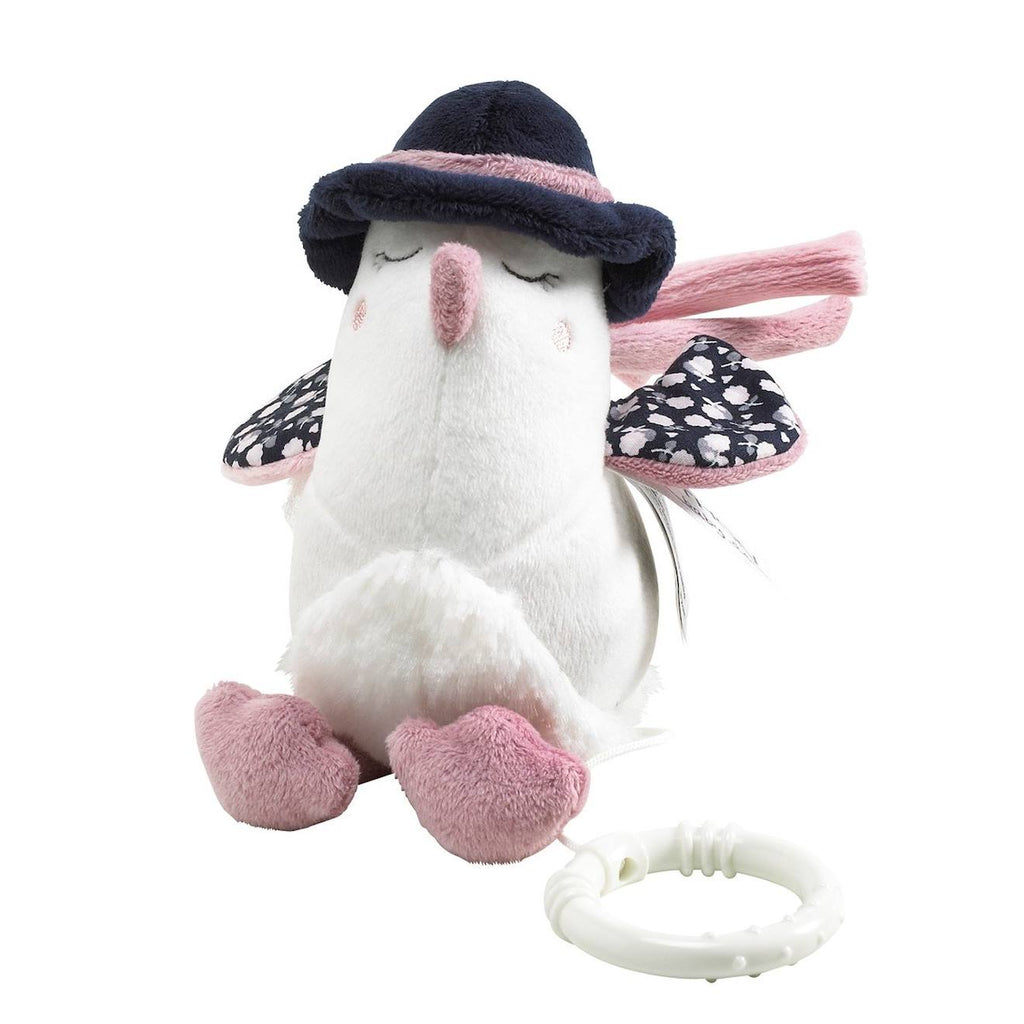 Peluche mini musical oiseau en velours - miss fleur de lune blanc