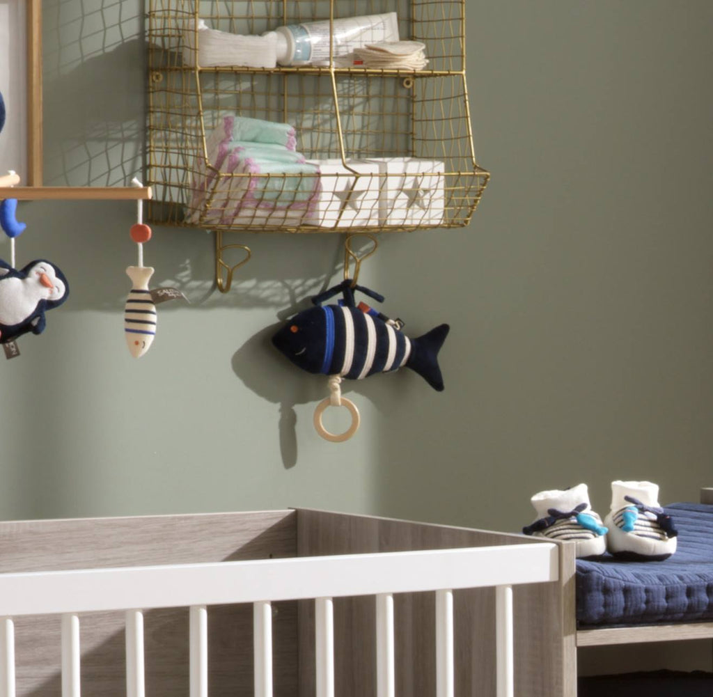 Peluche mini musical poisson en velours - baby sailor bleu