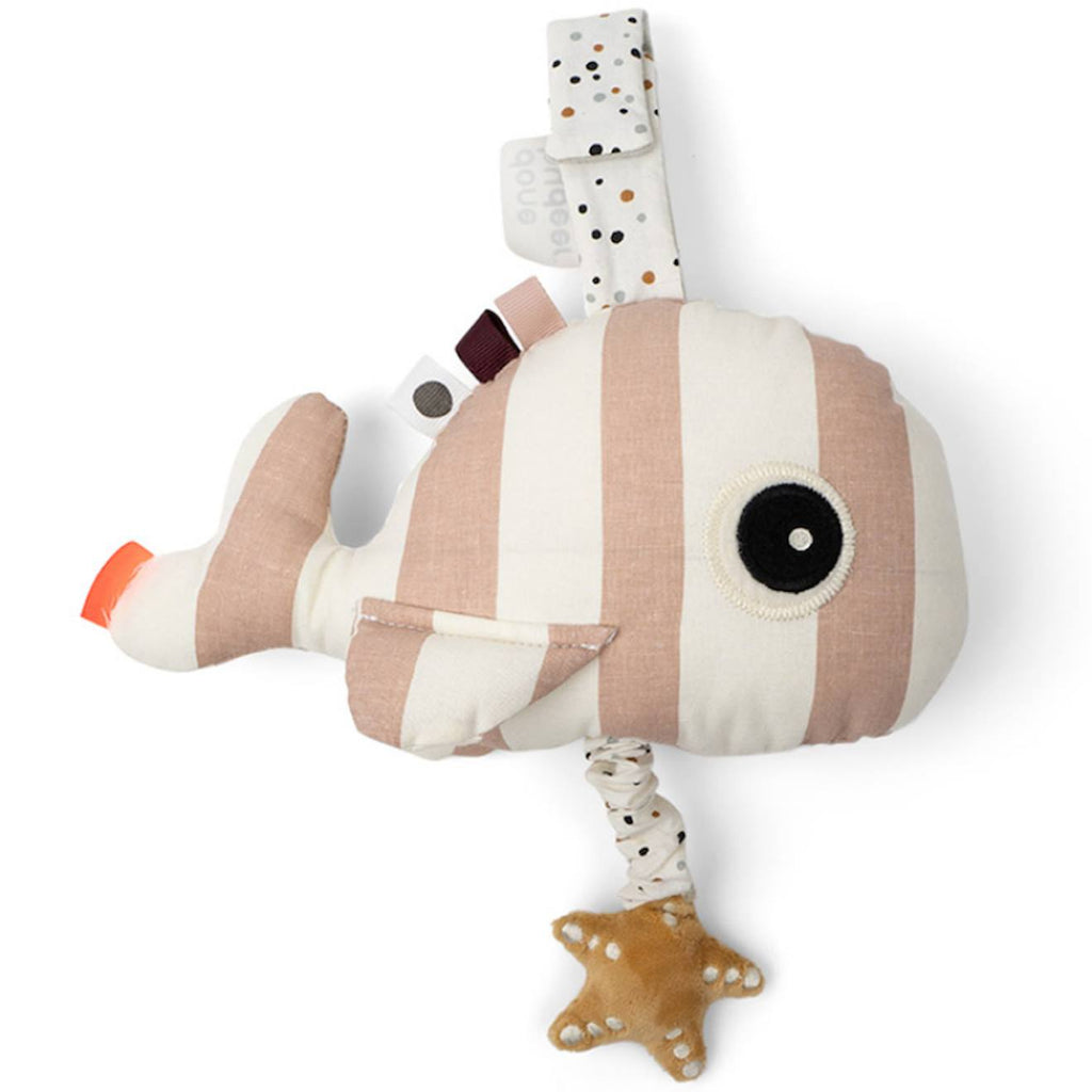 Peluche musicale à suspendre baleine rose wally rose, blanc, jaune