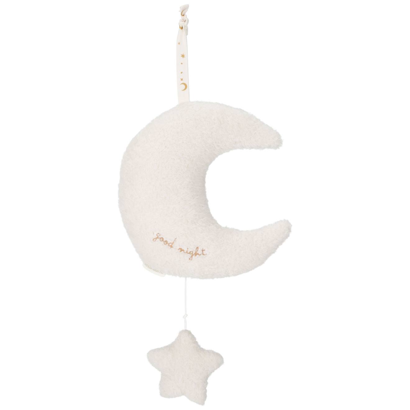 Peluche musicale à suspendre lune et étoile newborn blanc