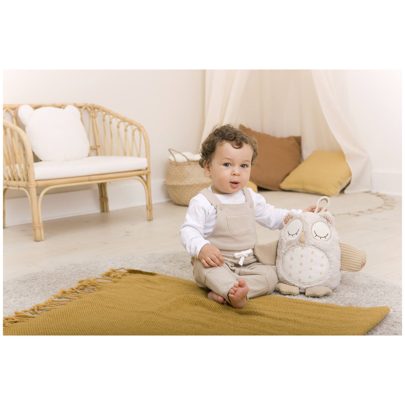 Peluche musicale chouette beige