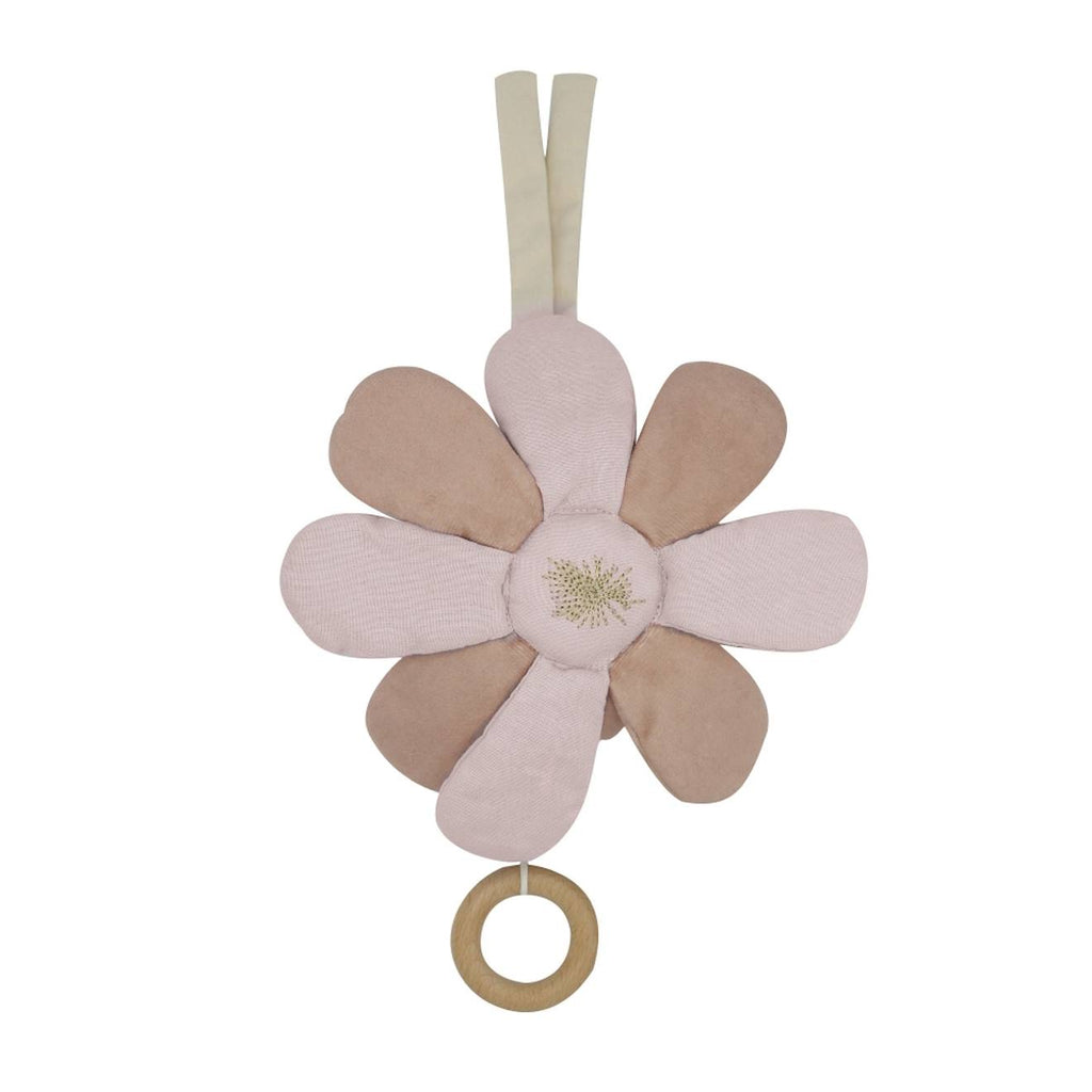 Peluche musicale fleur en coton bio rose