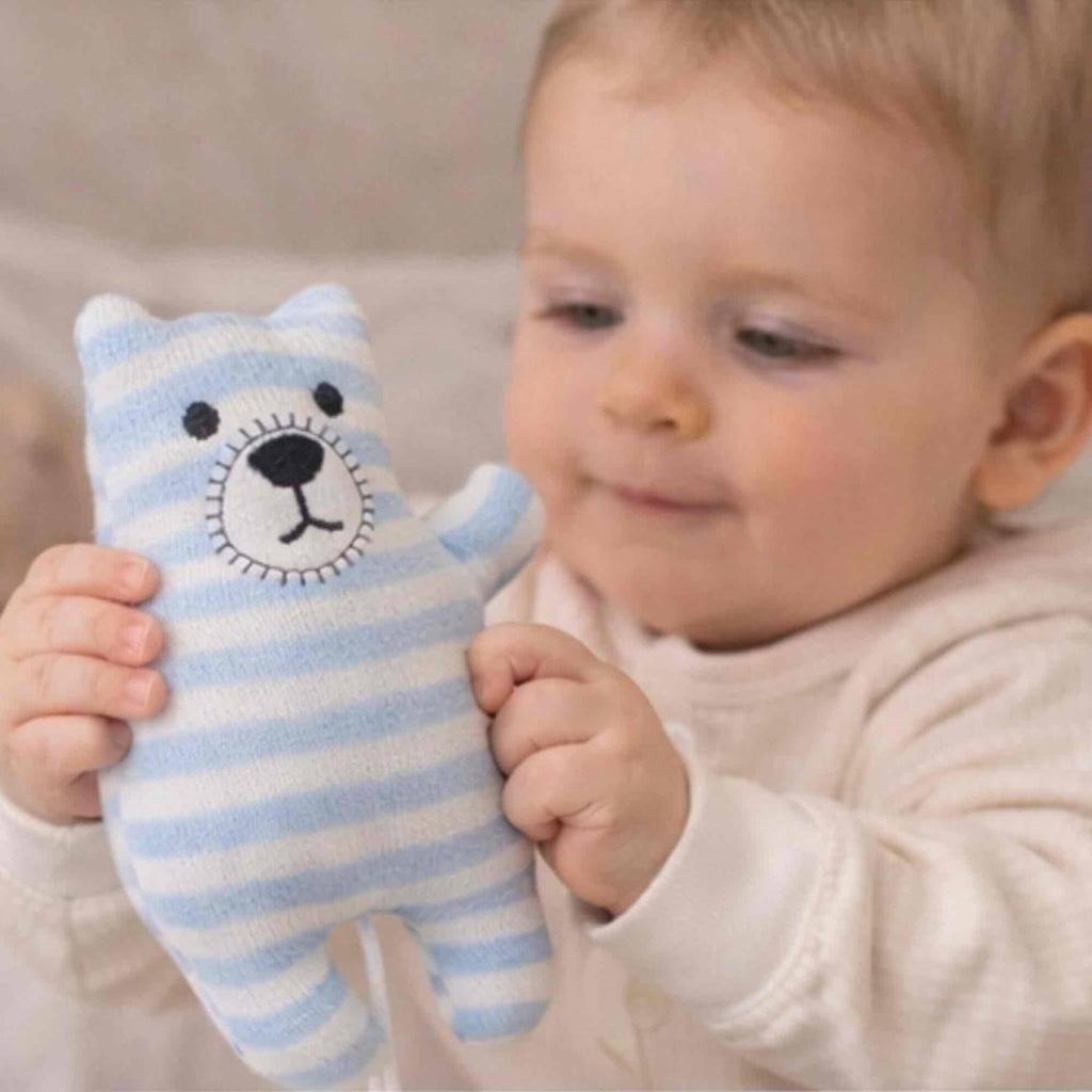 Peluche musicale ourson en coton bleu