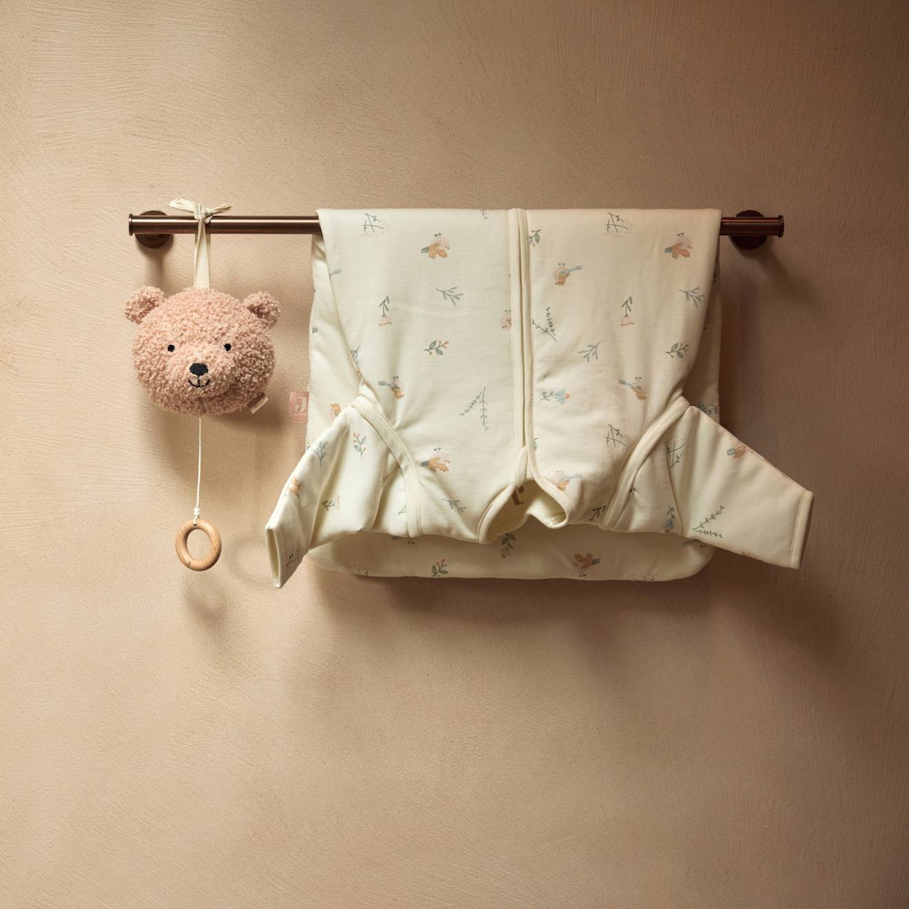 Peluche musicale teddy bear naturel rose, noir
