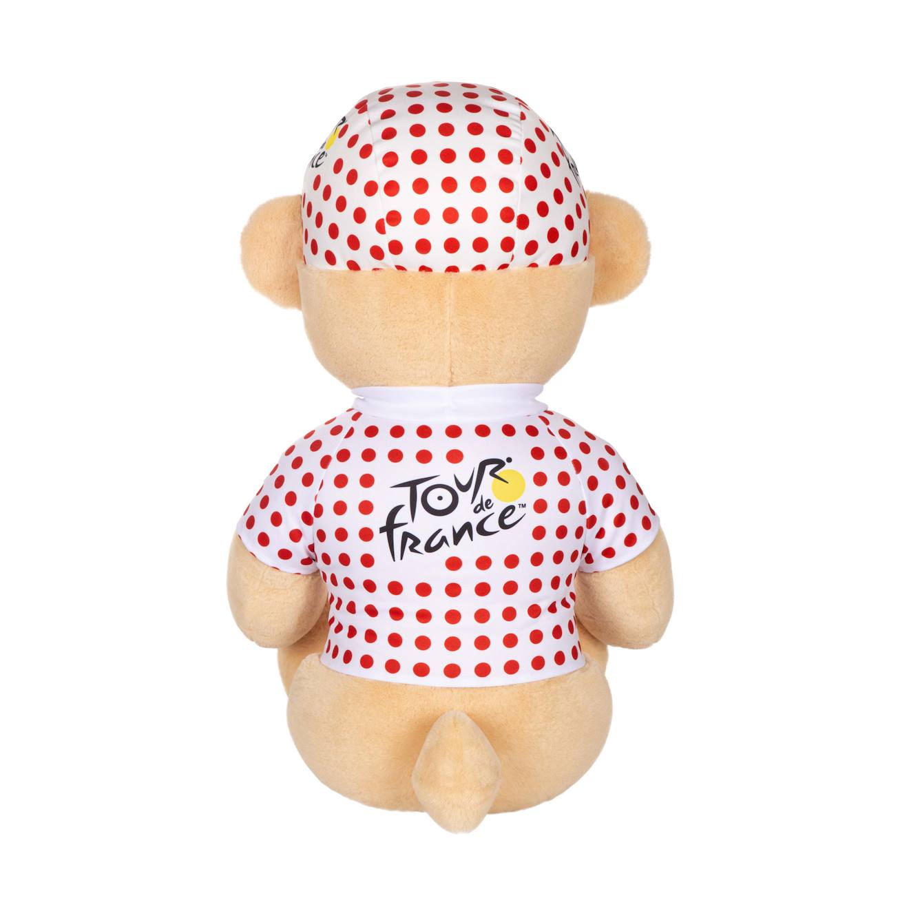 Peluche officielle ours tour de france - 60 cm maillot et casquette grimpeur à pois rouge
