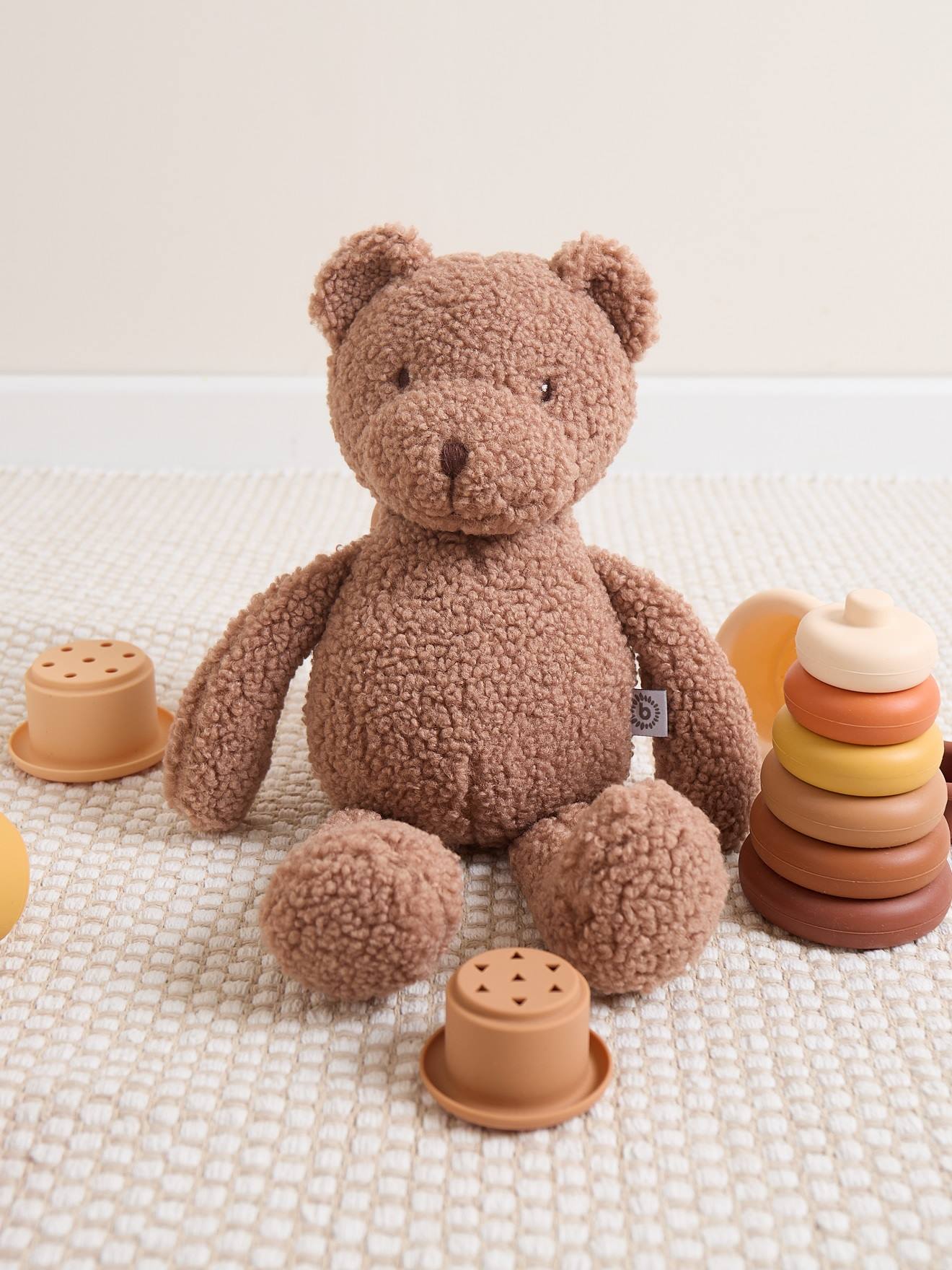 Peluche ours mika en bouclé - 37 cm ourson mika