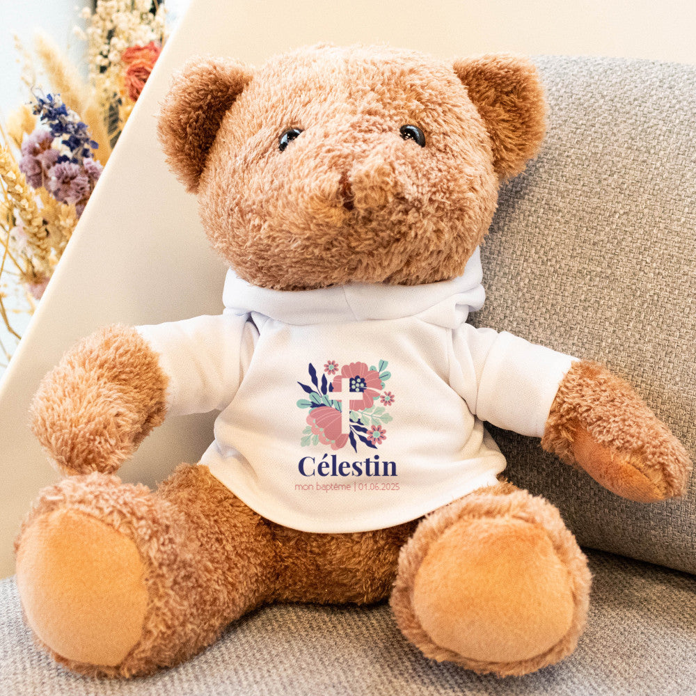 Peluche Ourson Baptême à Personnaliser - Ourson à Personnaliser