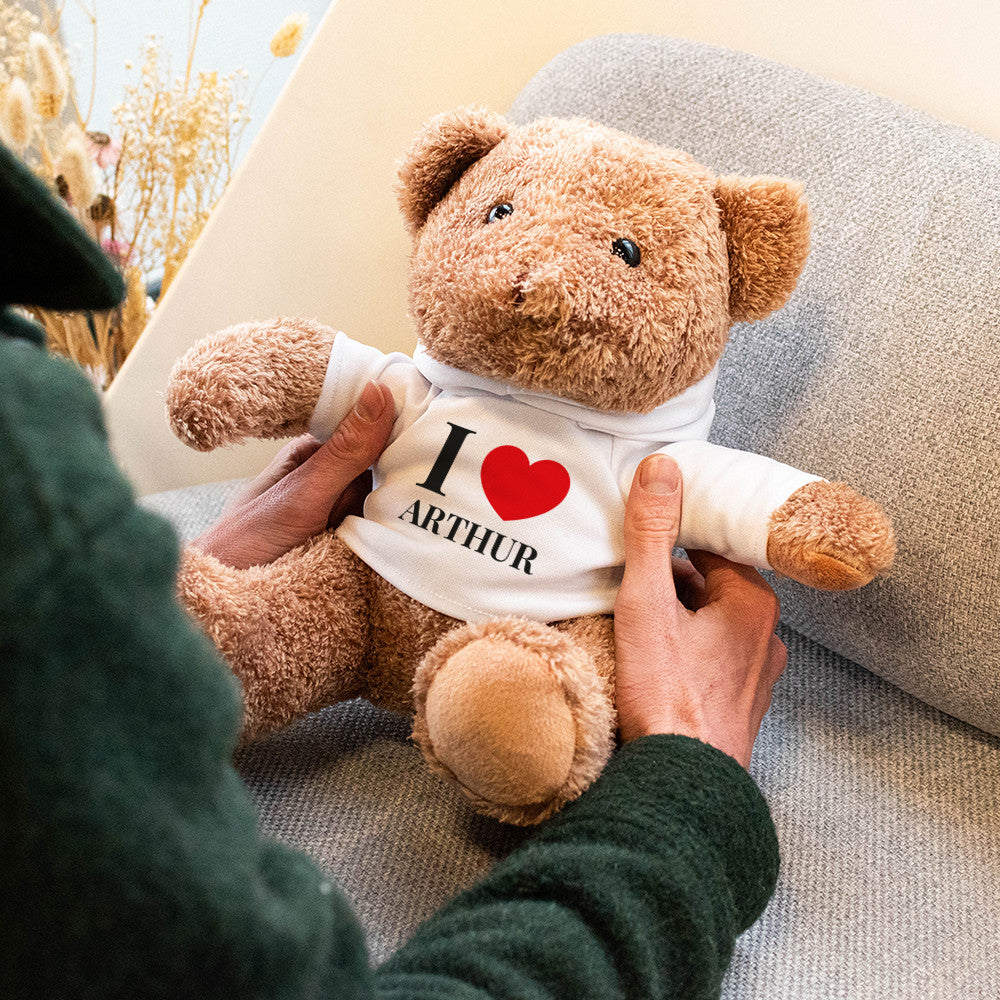 Peluche Ourson I Love à Personnaliser - Ourson à Personnaliser