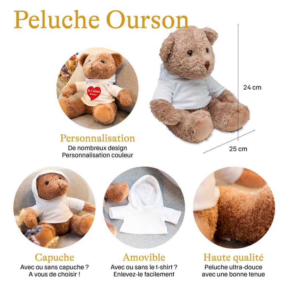 Peluche Ourson Naissance à Personnaliser - Ourson à Personnaliser