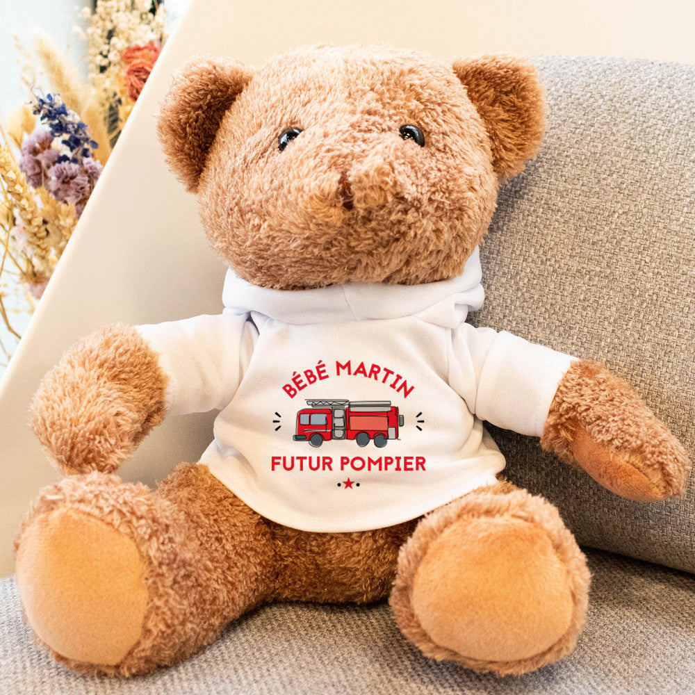 Peluche Ourson Pompier à Personnaliser - Ourson à Personnaliser