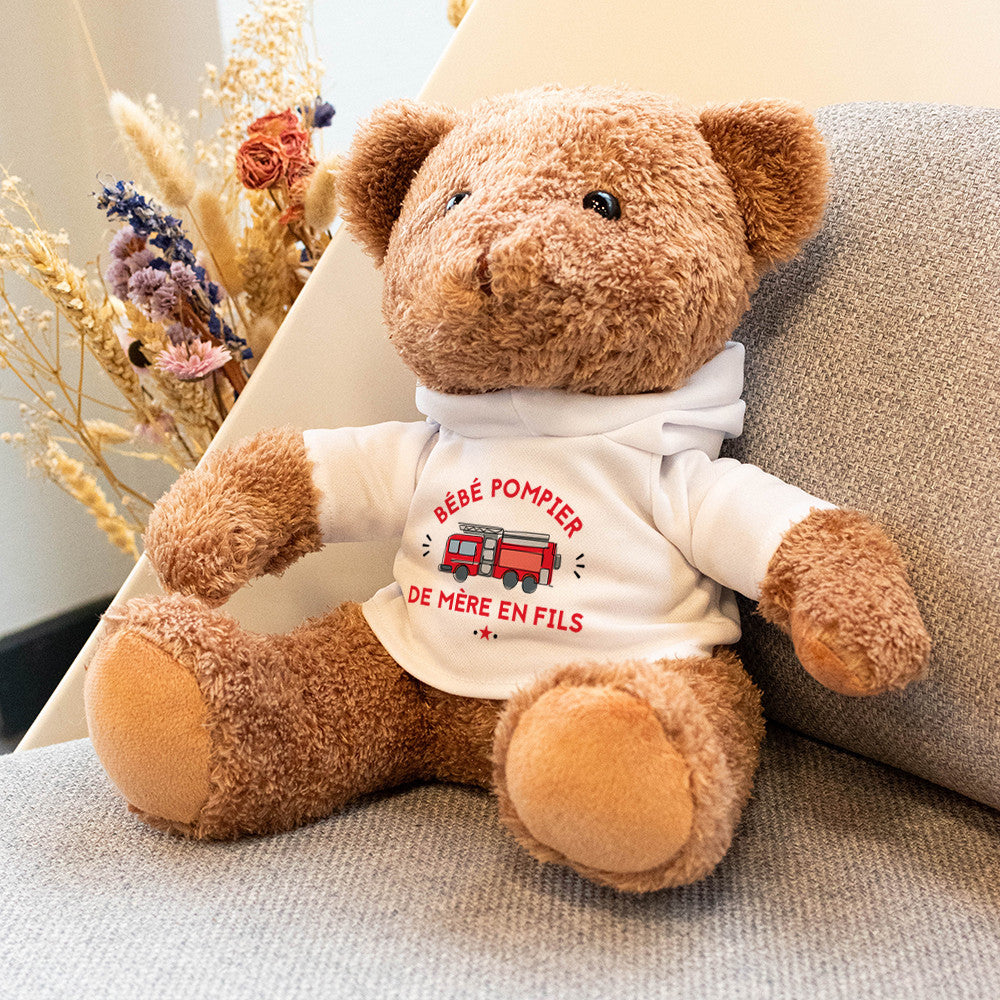 Peluche Ourson Pompier à Personnaliser - Ourson à Personnaliser