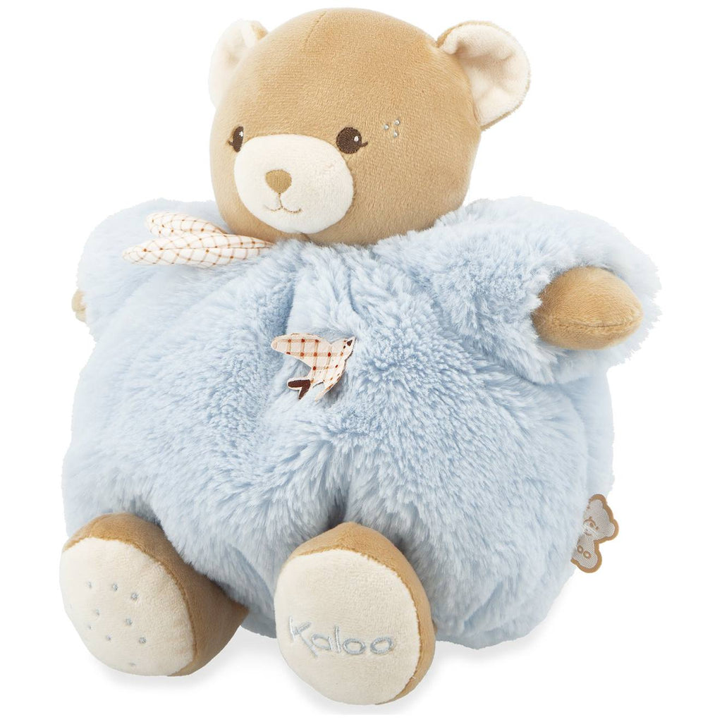 Peluche patapouf bleu, beige, blanc