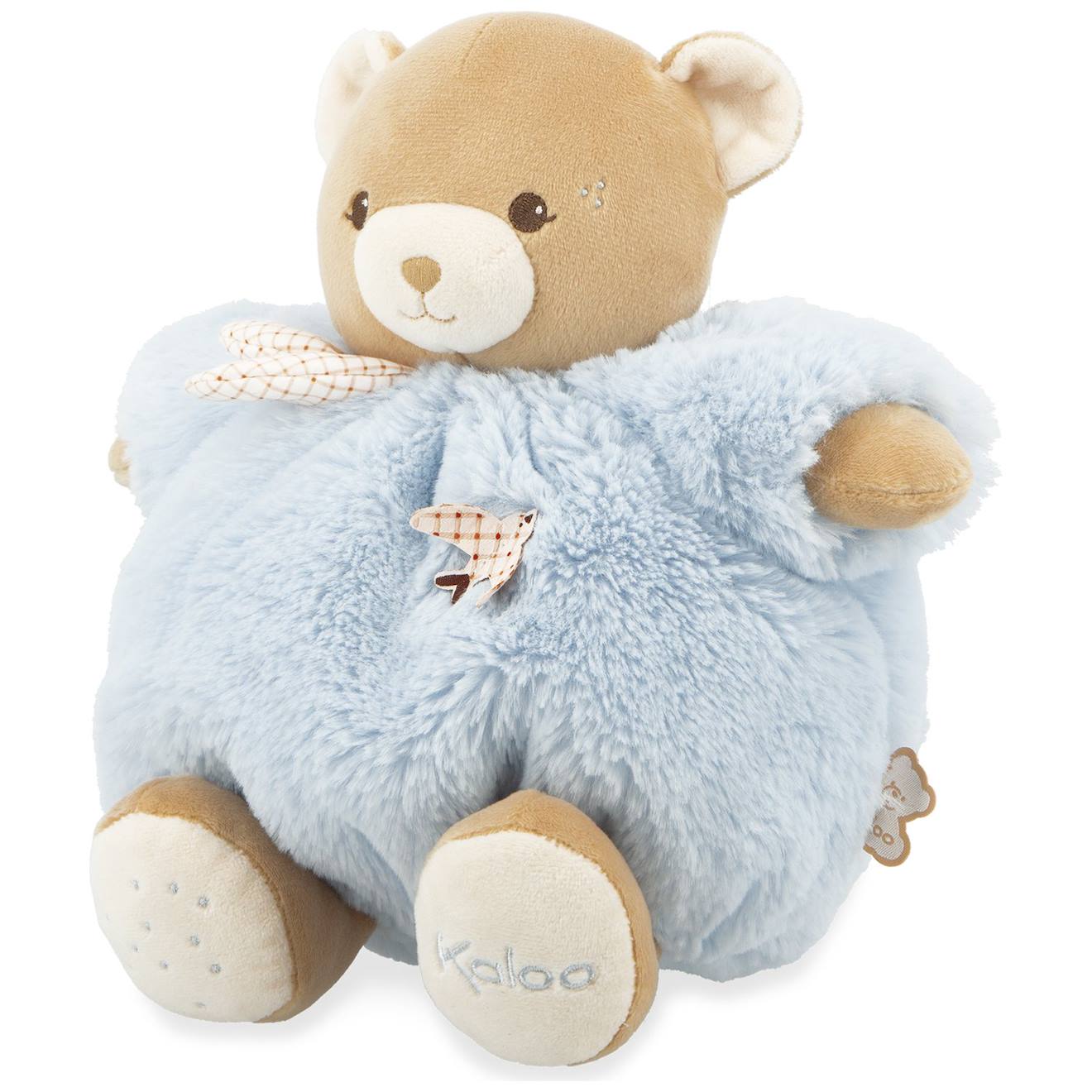 Peluche patapouf bleu, beige, blanc