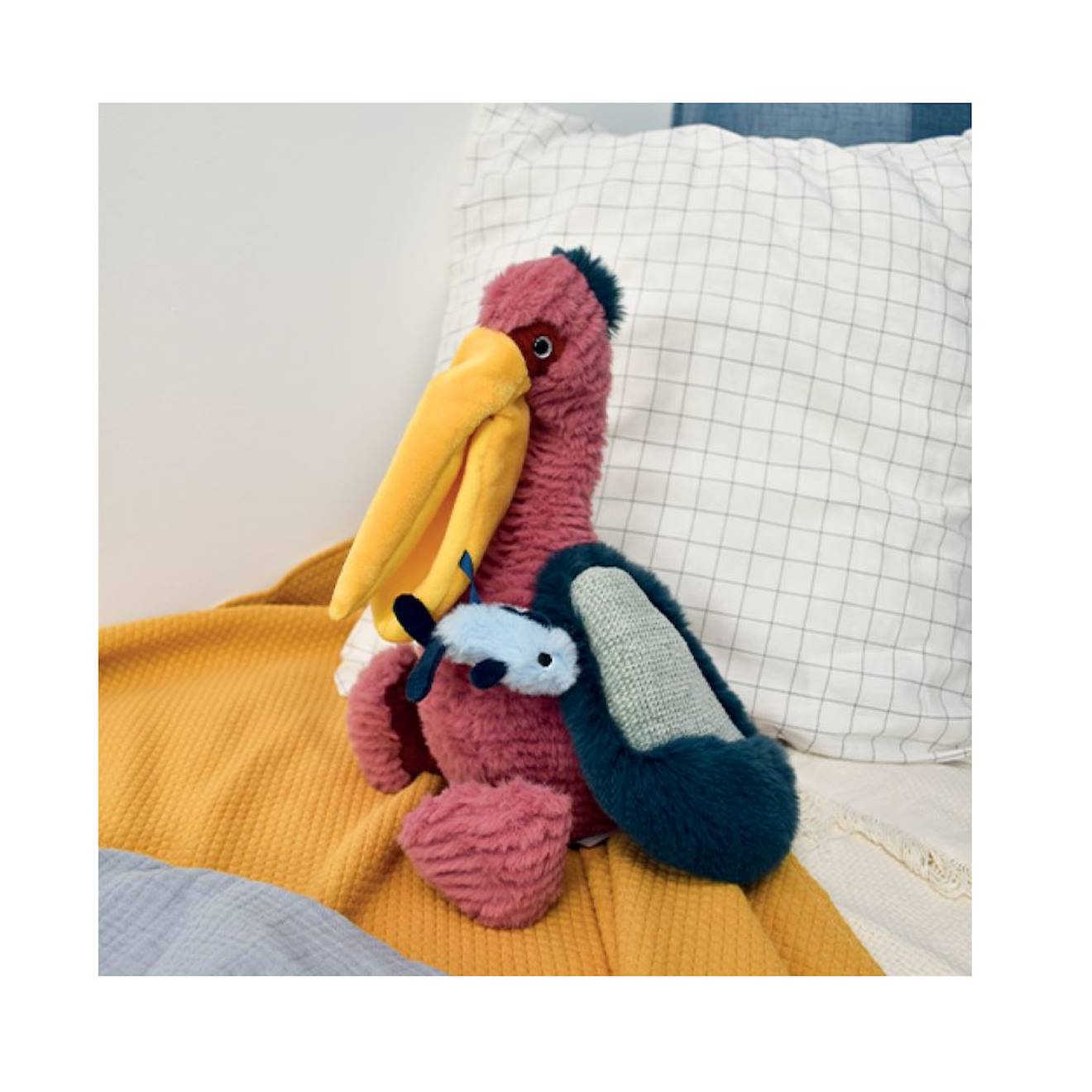 Peluche pélican rose