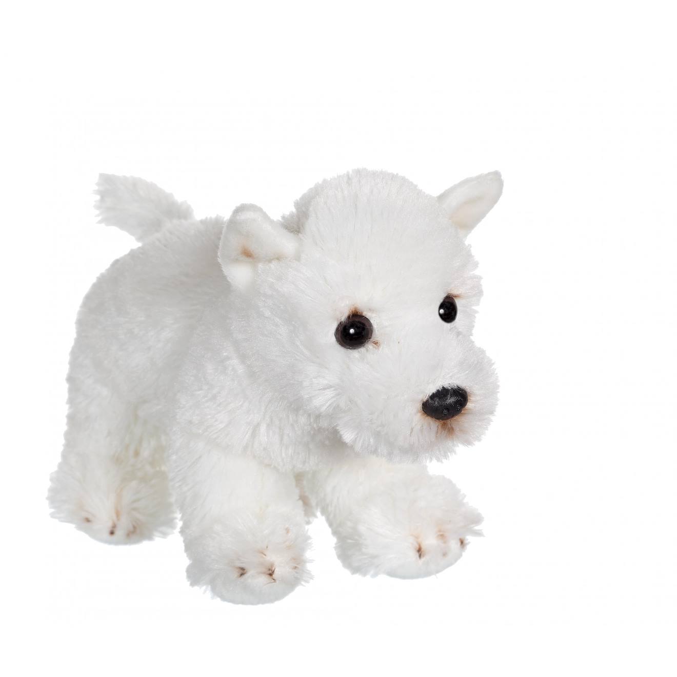 Peluche - peluche chien floppipup westie - 22 cm blanc