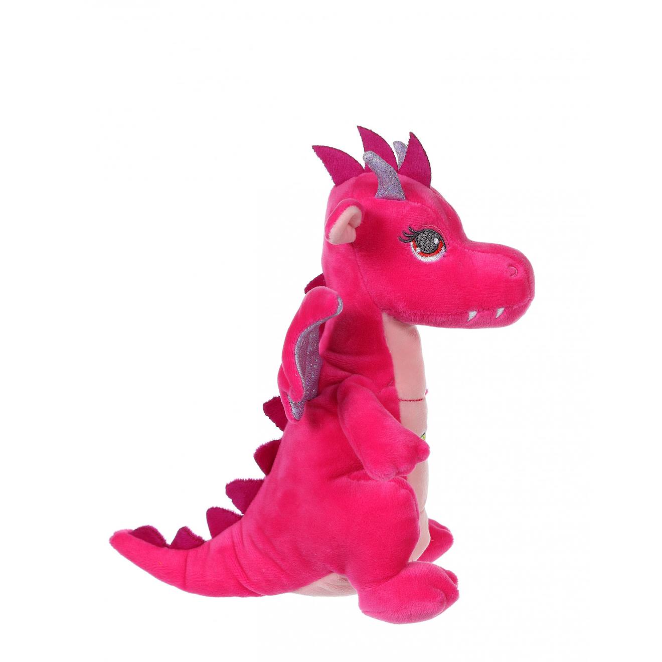 Peluche - peluche dragon sonore, rose 17 cm rose
