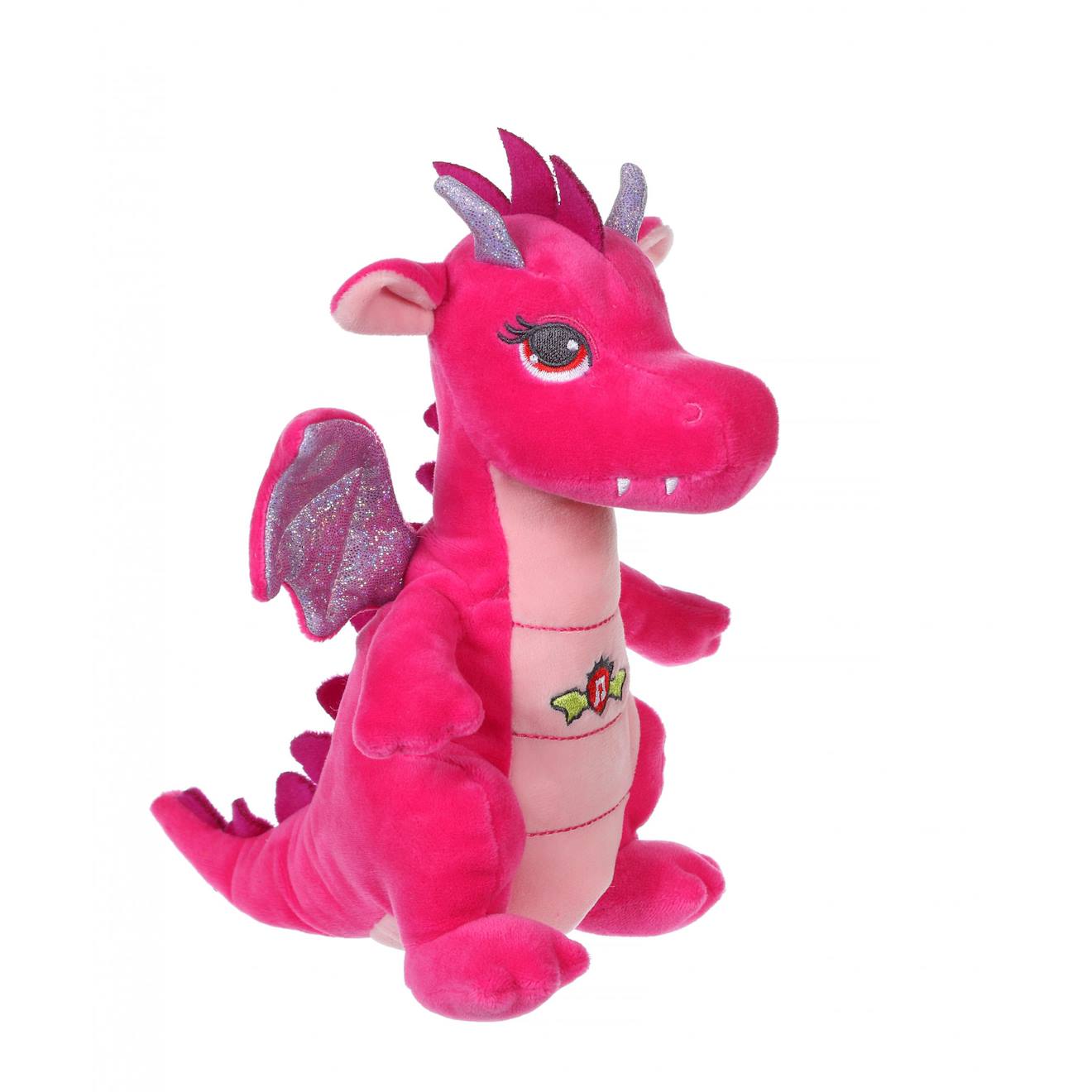 Peluche - peluche dragon sonore, rose 17 cm rose