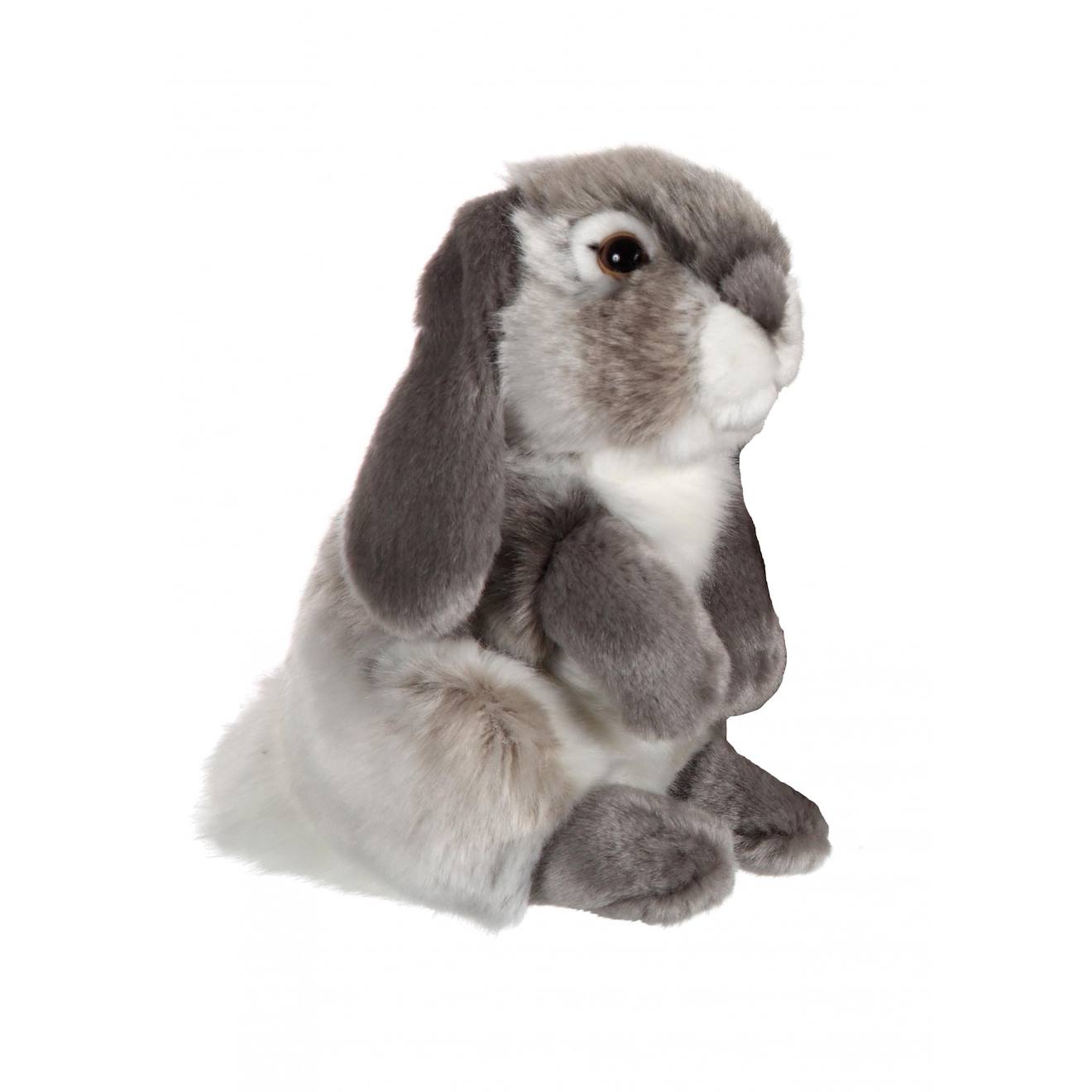 Peluche - peluche lapin bélier gris - 18 cm gris