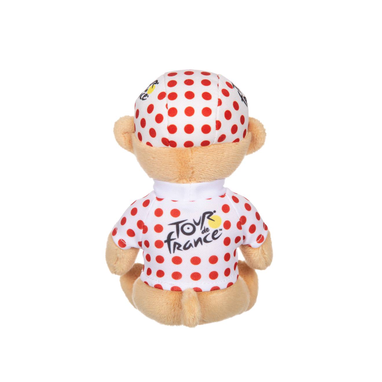 Peluche - peluche officielle ours tour de france - maillot et casquette grimpeur à pois - 15 cm rouge