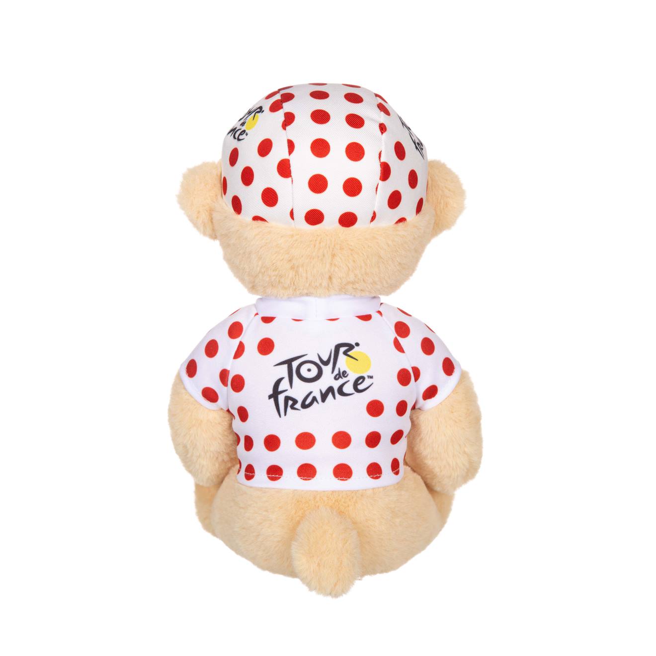 Peluche - peluche officielle ours tour de france - maillot et casquette grimpeur à pois - 24 cm rouge