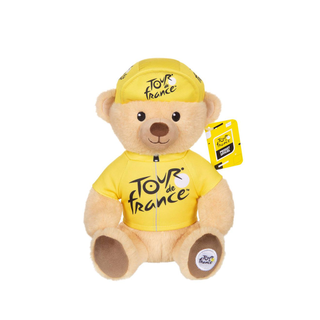 Peluche - peluche officielle ours tour de france - maillot et casquette vainqueur étape jaune - 24 cm jaune