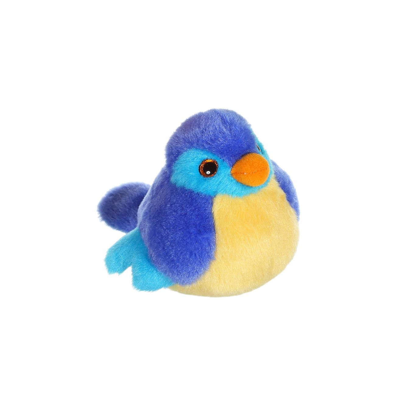 Peluche - peluche oiseau sonore birdies 14 cm - bleu marine bleu