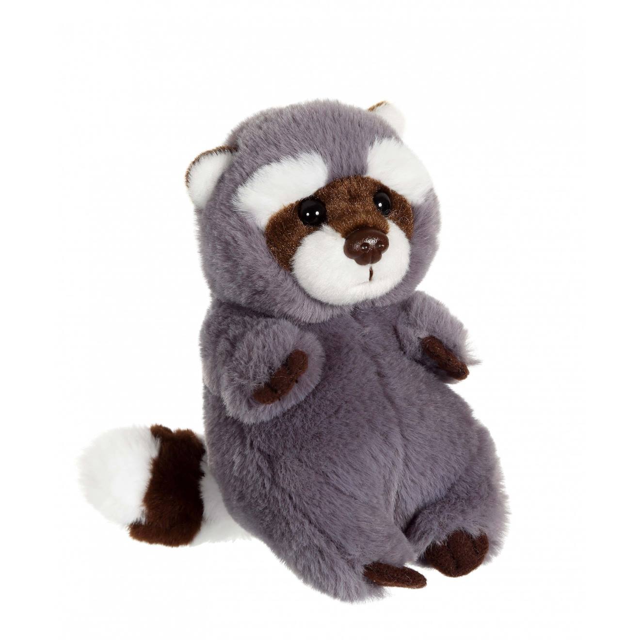 Peluche - peluche p'tits farouches raton laveur - 15 cm gris